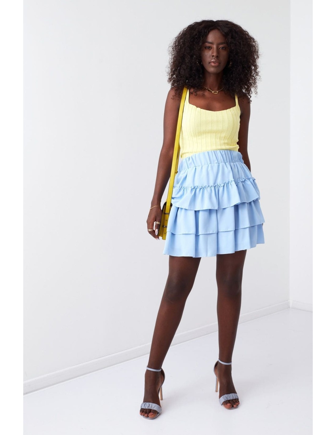 Smooth skirt with ruffles, blue 40130 - Online store - Boutique